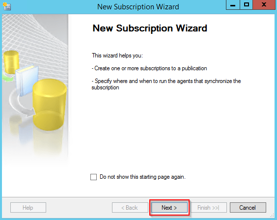 Configuring the Subscription wizard.